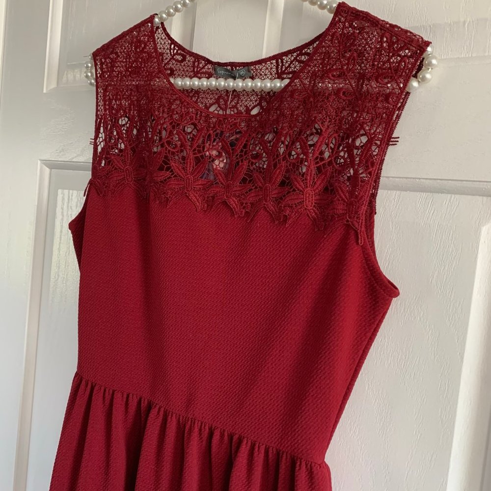 NEW Soprano Maroon Lace Detail Sleeveless Dress Juniors Size M - Picture 2 of 5